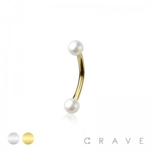PEARL COAT BALL 316L SURGICAL STEEL CURVED BARBELL
